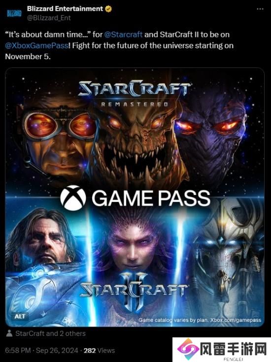暴雪宣布《星际争霸》系列将登陆XGP！11月5日上线